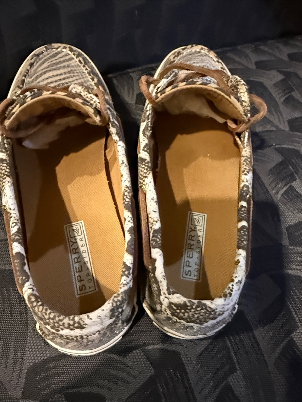 Sperry Top-Sider Women’s Sequin Leopard Animal Print Boat Shoes Size 8 Brown Tan - Picture 6 of 7